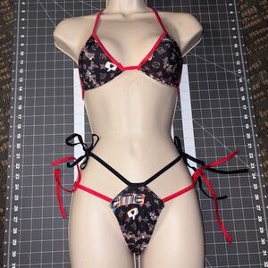 Stylish Black and Red Exotic Dancewear/Bikini Set/Lingerie